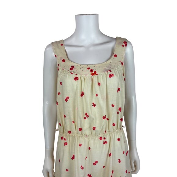 Vintage 70s Prairie Sundress Womens Large Peacock Bird Border Print Fit N Flare - Picture 3 of 12